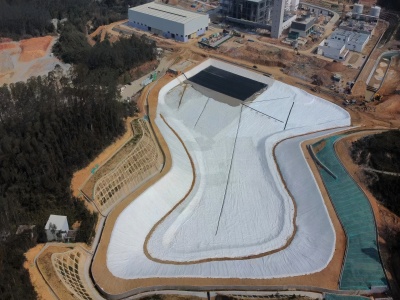 Tejido filtrante geotextil no tejido para vertederos